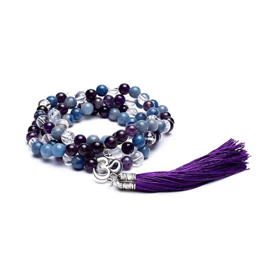 Mala amatista/ aventurina/ cristal de roca + ohm