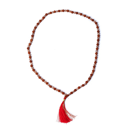 Mala de piedra lunar melocotón/rudraksha en bolsa calidad AA