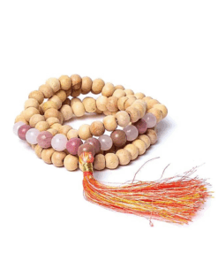Mala tulsi con thulita/cuarzo rosa calidad AA en bolsita