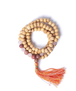 Mala tulsi con thulita/cuarzo rosa calidad AA en bolsita