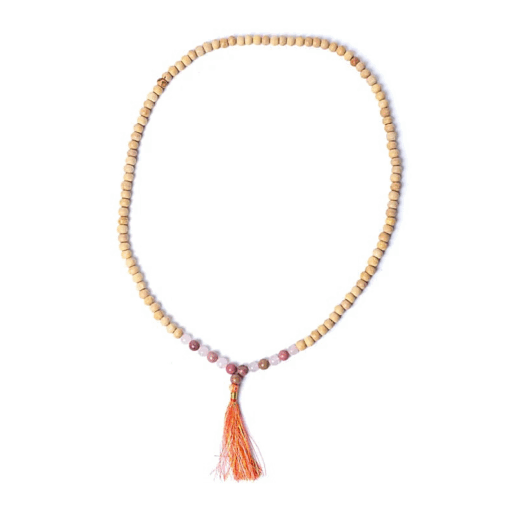 Mala tulsi con thulita/cuarzo rosa calidad AA en bolsita