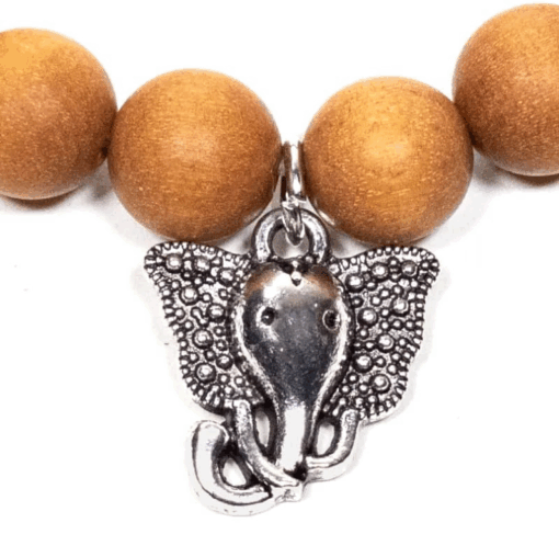 Mala/pulsera elástica de sándalo con Ganesh 2 unidades
