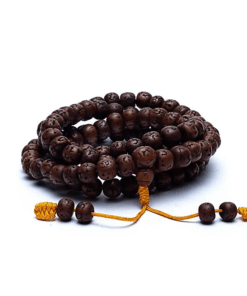 Mala de Rudraksha pulido 108 cuentas y bolsa