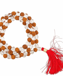 Mala cristal de roca/rudraksha calidad AA + bolsa