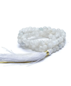 Mala para Yoga Piedra de Luna calidad AA 108 cuentas + bolsa