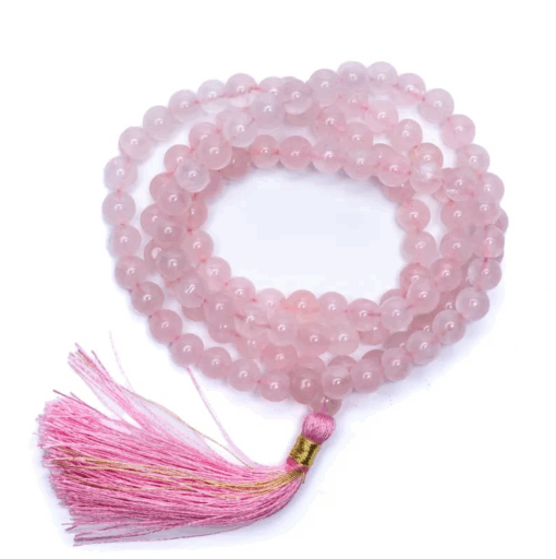 Mala para Yoga cuarzo rosa calidad AA 108 cuentas +bolsa