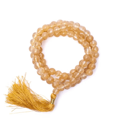 Mala para Yoga cuarzo dorado calidad AA 108 cuentas