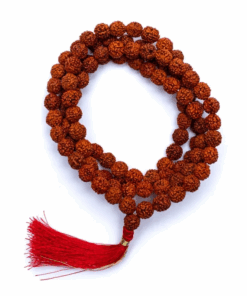Mala para Yoga Rudraksha 108 cuentas y borla roja