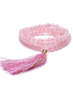 Mala para Yoga cuarzo rosa calidad AA 108 cuentas +bolsa