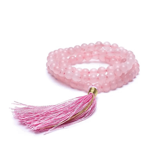 Mala para Yoga cuarzo rosa calidad AA 108 cuentas +bolsa