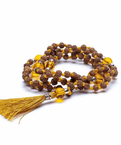 Mala para Yoga Rudraksha y citrino amatista calentada 108 cuentas