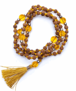 Mala para Yoga Rudraksha y citrino amatista calentada 108 cuentas