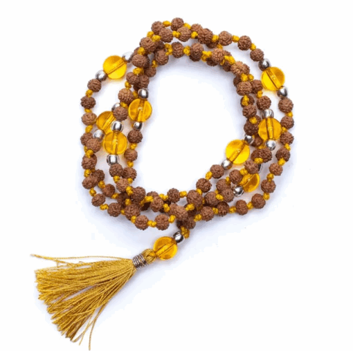 Mala para Yoga Rudraksha y citrino amatista calentada 108 cuentas