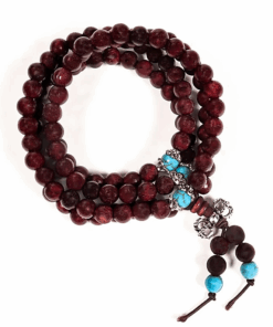 Mala para Yoga madera elástico 108 cuentas ornamentales y dorje 2