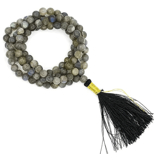 Mala para Yoga de Labradorita calidad AA 108 cuentas + bolsa
