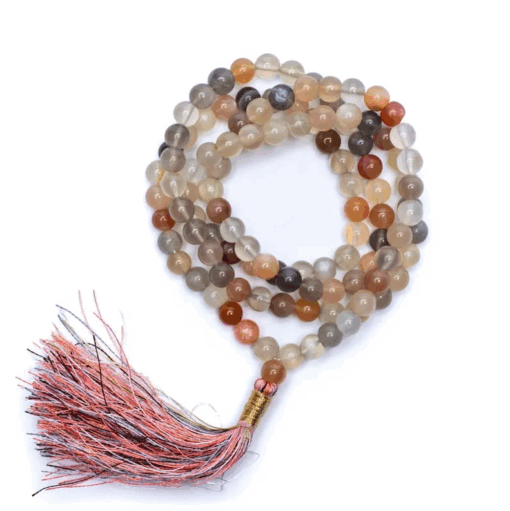 Mala para Yoga de piedra de luna calidad AA 108 cuentas + bolsa