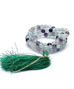 Mala para Yoga de Fluorita calidad AA 108 cuentas + bolsa