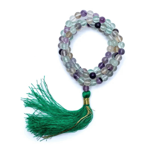 Mala para Yoga de Fluorita calidad AA 108 cuentas + bolsa