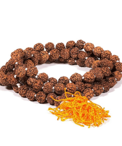Mala para Yoga de Rudraksha 108 cuentas y borla naranja