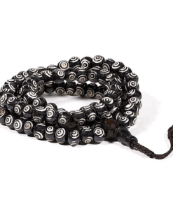 Mala para Yoga de hueso blanco-negro 108 cuentas + cuenta Guru