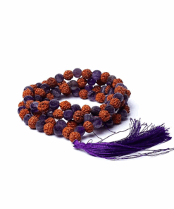 Mala para Yoga de rudraksha / amatista 108 cuentas