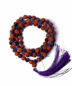 Mala para Yoga de rudraksha / amatista 108 cuentas