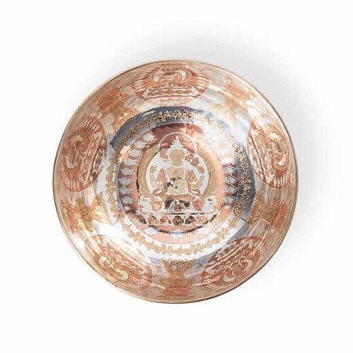 Cuenco Tibetano para Yoga sonoro plateado Chenrezig