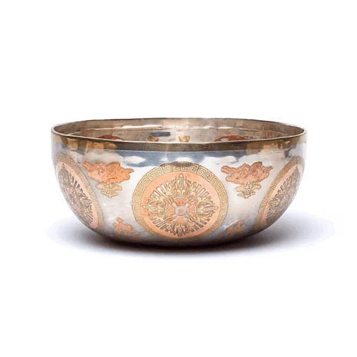 Cuenco Tibetano para Yoga sonoro plateado Buda Vairochana