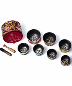 Set de cuencos para Yoga cantores Chakra con Ojos de Buda y bolsa 2