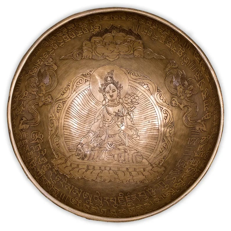 Cuenco Tibetano para Yoga con Buda Tara blanca 2