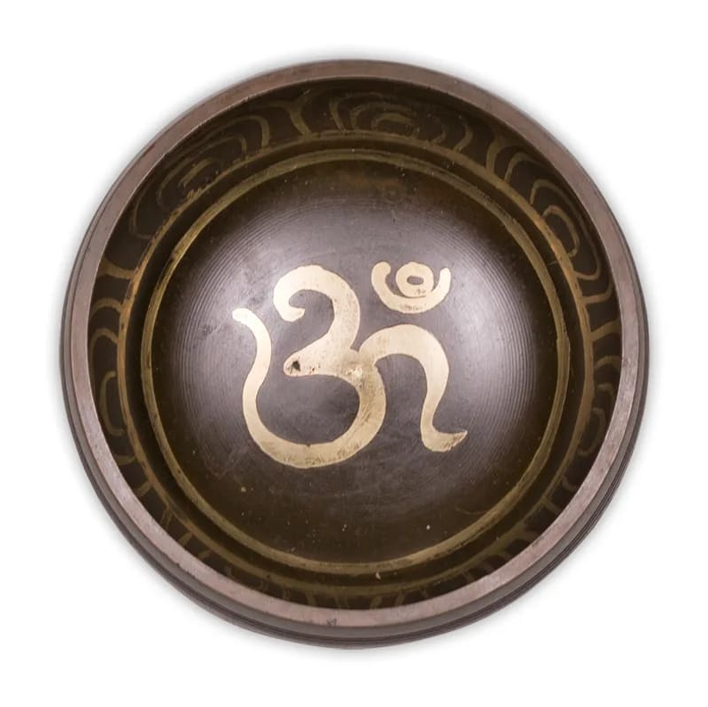 Set de regalo cuenco tibetano para yoga Om rojo