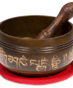 Set de regalo cuenco tibetano para yoga Om rojo