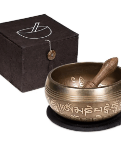 Set de regalo cuenco tibetano para yoga Om negro