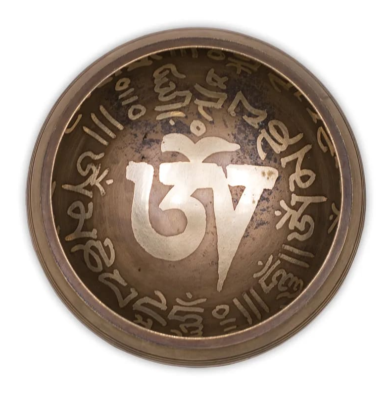 Set de regalo cuenco tibetano para yoga Om negro