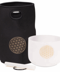 Cuenco tibetano de cristal para Yoga nota FA Flor de la vida + bolsa
