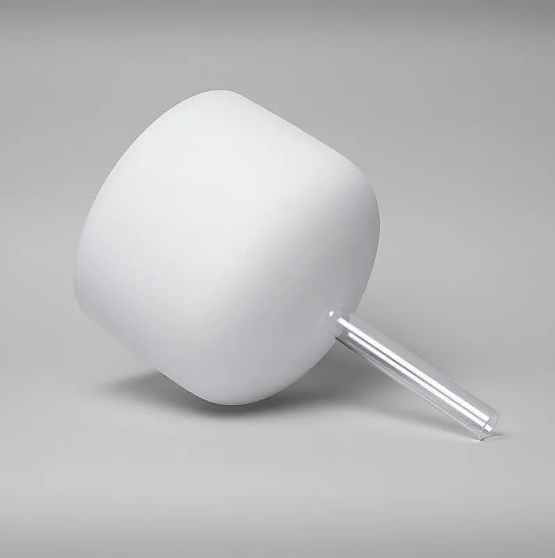 Cuenco tibetano para Yoga de cristal blanco con mango nota RE 432 Hz