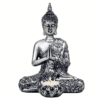 Estatua de Buda para Yoga con portavelas color plata - 20,5 cm