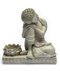 Estatua de Buda con portavelas gris