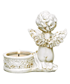 Estatua de dos ángeles con portavelas para yoga