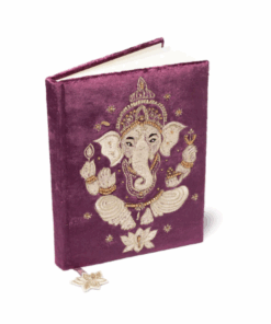 Cuaderno de terciopelo morado con Ganesha para Yoga