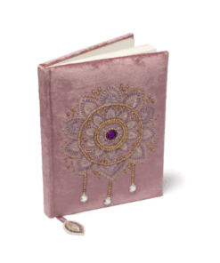Cuaderno de terciopelo lila con Mandala para yoga