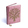 Cuaderno terciopelo rosa con Árbol de la Vida para yoga