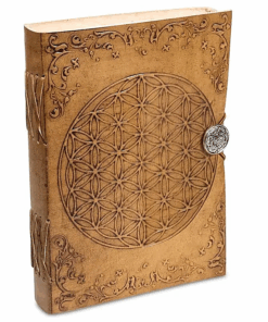 Cuaderno Flor de la vida con funda de cuero sintético para yoga