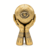 Estatua Decoración Manos con Ojo que todo lo ve color oro para yoga