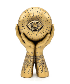 Estatua Decoración Manos con Ojo que todo lo ve color oro para yoga