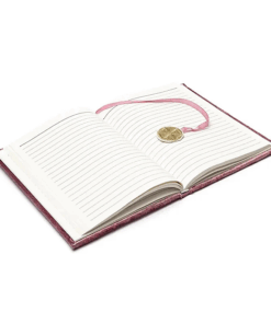 Cuaderno de terciopelo rosa antiguo con Flor de la Vida