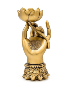 Estatua Portavelas Varada Mudra con loto color oro