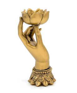 Estatua Portavelas Varada Mudra con loto color oro