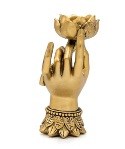 Estatua Portavelas Varada Mudra con loto color oro