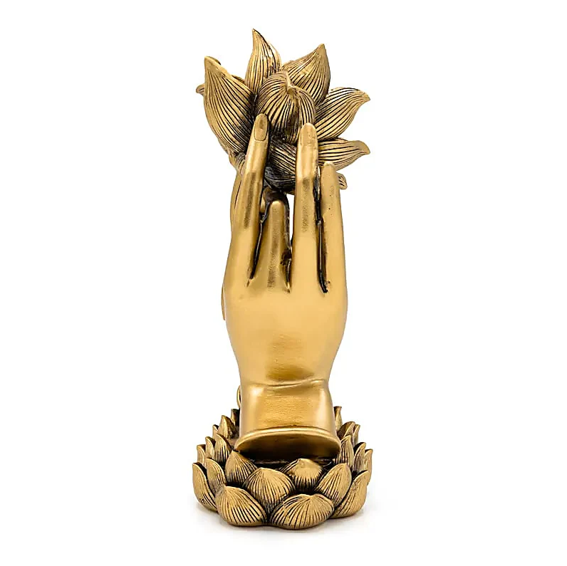 Estatua Decoración Manos con Loto color oro para yoga